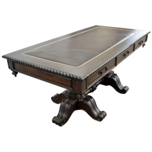 Load image into Gallery viewer, Handcrafted Western executive desk with leather inlay, twisted rope edge, and double pedestal base. The Castellano Desk showcases refined craftsmanship and enduring Western elegance.