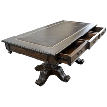 Load image into Gallery viewer, Handcrafted Western executive desk with leather inlay, twisted rope edge, and double pedestal base. The Castellano Desk showcases refined craftsmanship and enduring Western elegance.