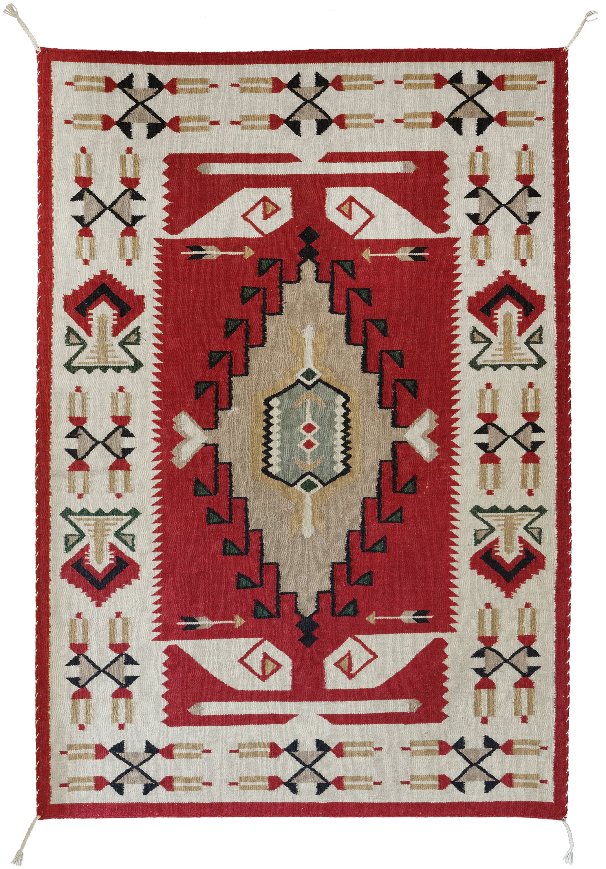 Dreamcatcher Collection - Three Grey Hills| Handwoven wool rug with a Southwestern print