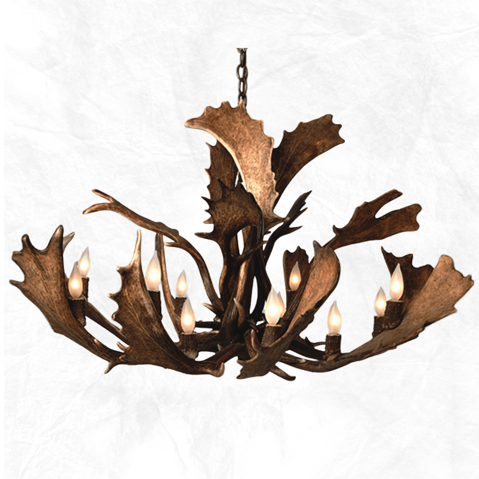 12 Light Single Tier Fallow Antler Chandelier