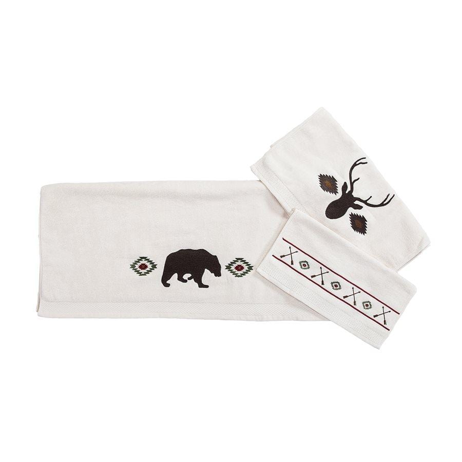 Aztec Bear 3PC Towel Set, Cream Towel Set
