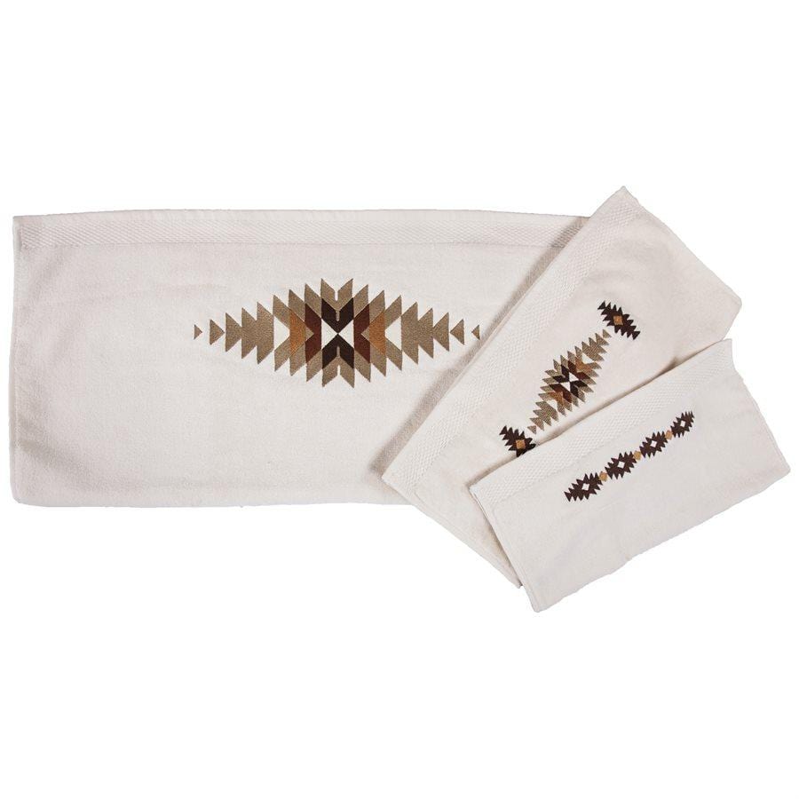Yosemite Embroidered 3PC Bath Towel Set, Cream Towel Set