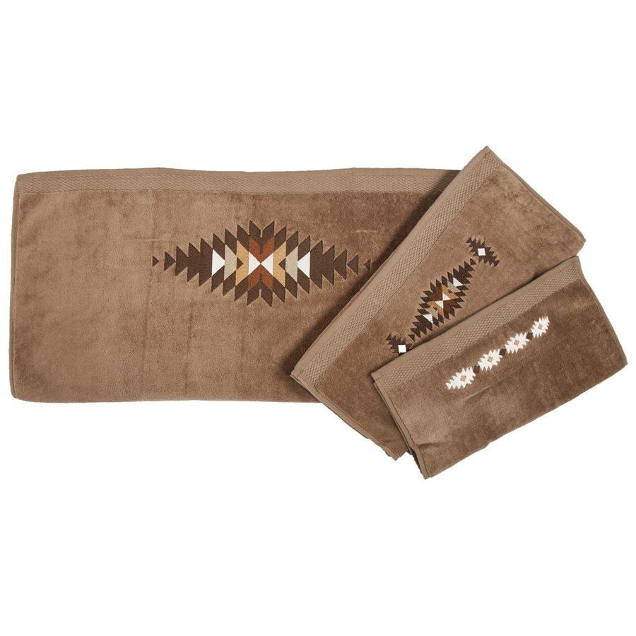 Yosemite Embroidered 3PC Bath Towel Set, Mocha Towel Set