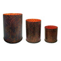Cross Distressed Metal Cylinder Pillar 3PC Candle Holder Candle Holder