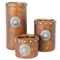Faux Hammered Copper with Concho 3PC Candle Holder Set Candle Holder