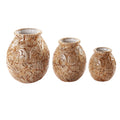 Chestnut Tooled Leather 3PC Vase Set Home Accents