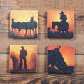Cowboy Sunset Coaster, Set of 4 Coasters