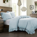 Lily Washed Linen Blend Bedding Set - Light Blue Comforter Set