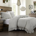 Lily Washed Linen Blend Bedding Set - Light Gray