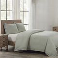 Hera Washed Linen Blend Flange Bedding Set - Sage