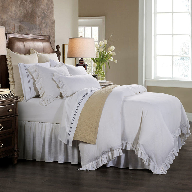 Lily Washed Linen Blend Bedding Set - White