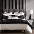 Windowpane Plaid Bedding Set - Black