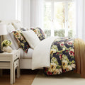 Peony Washed Linen Blend Bedding Set - Charcoal