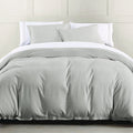 Hera Washed Linen Blend Flange Bedding Set - Light Gray