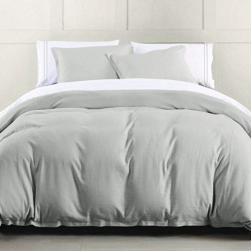 Hera Washed Linen Blend Flange Bedding Set - Light Gray