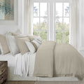 Hera Washed Linen Blend Flange Bedding Set - Light Tan