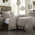 Lily Washed Linen Blend Bedding Set - Taupe