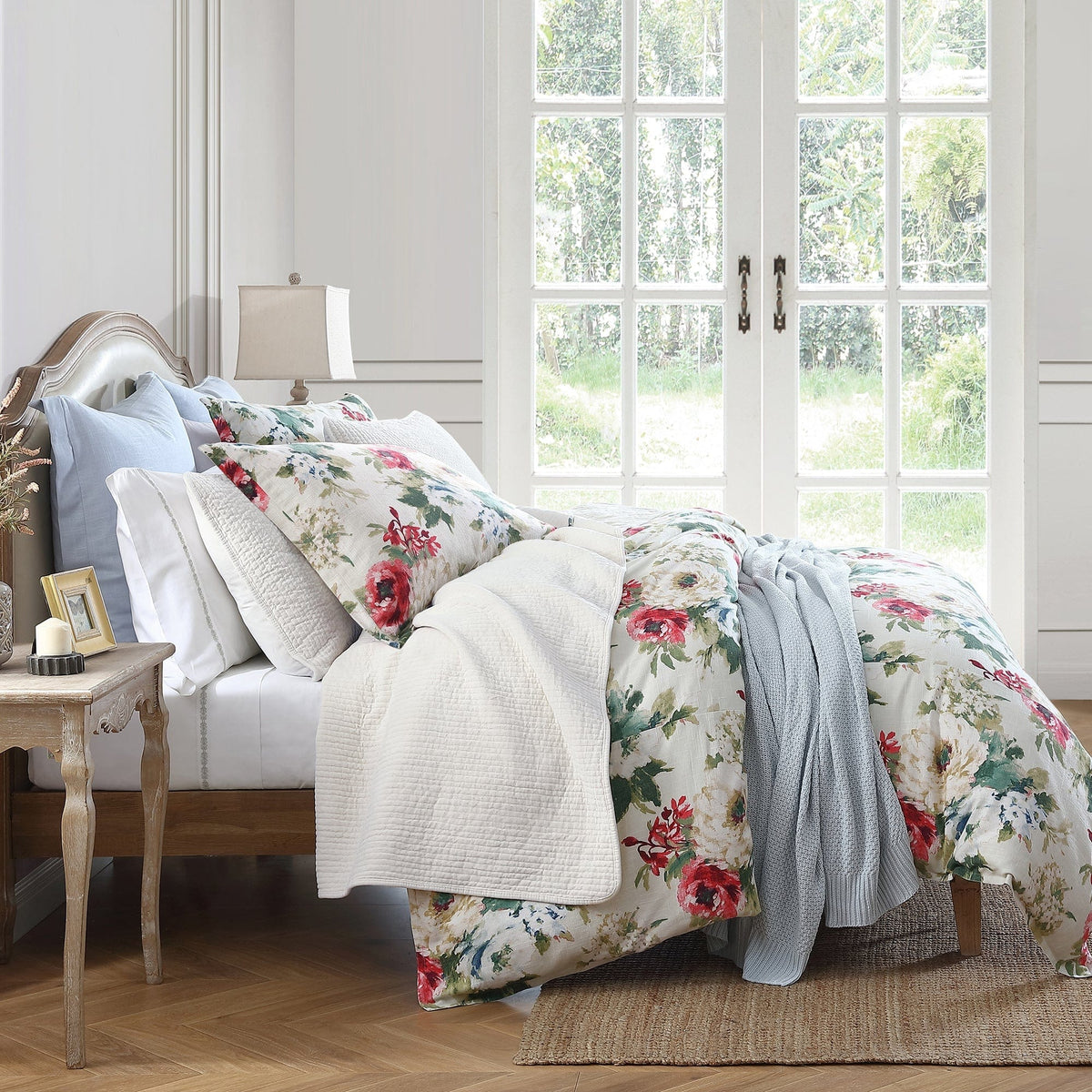 Peony Washed Linen Blend Bedding Set - Blossom