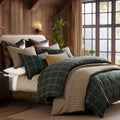 Windowpane Plaid Bedding Set - Hunter Green