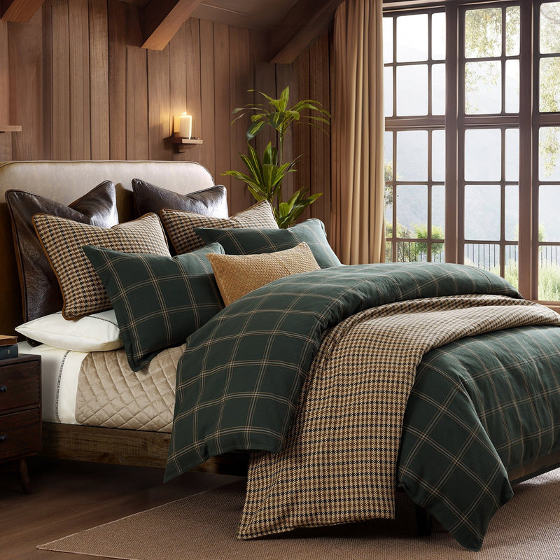 Windowpane Plaid Bedding Set - Hunter Green