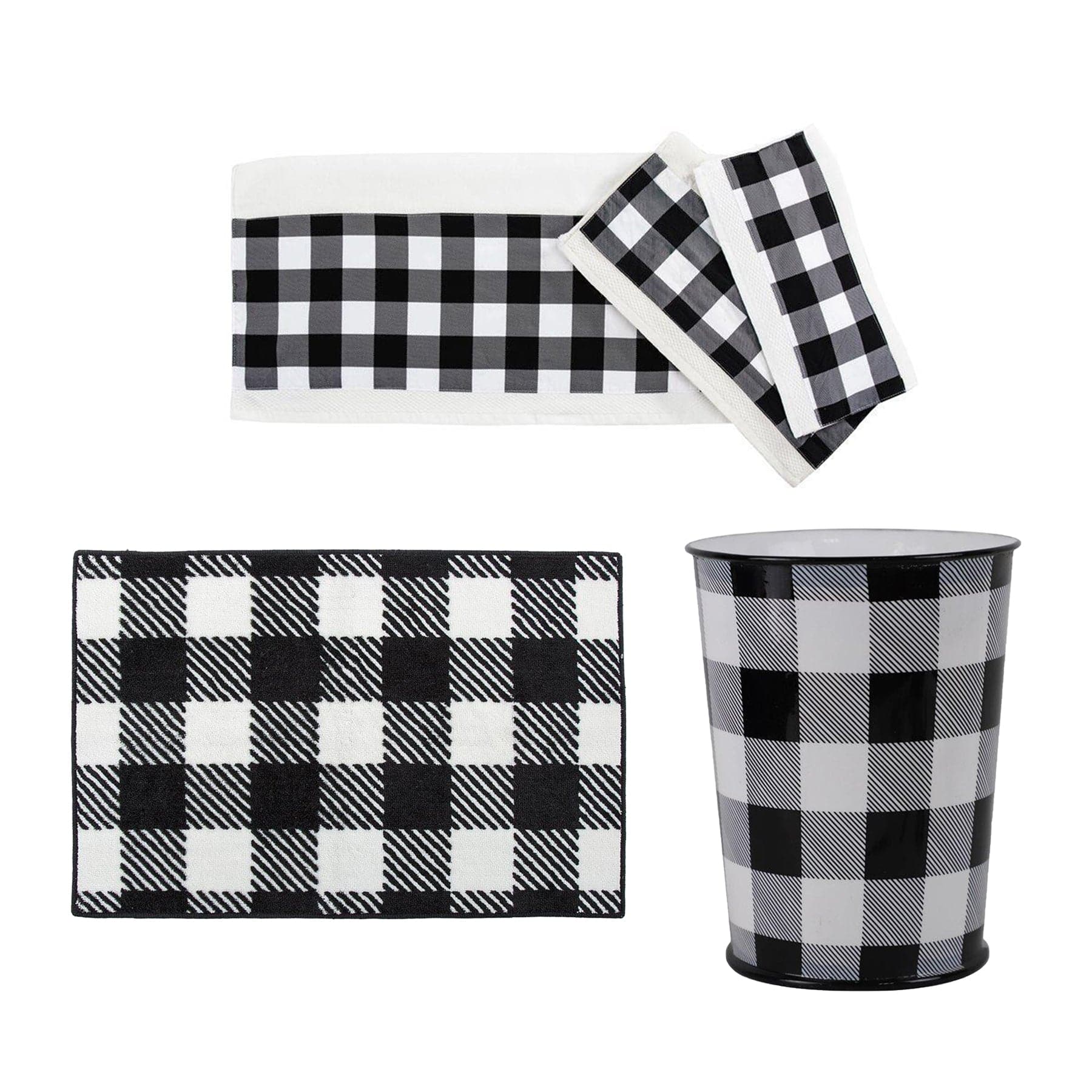 Camille Buffalo Check 5PC Bath Accessory and Towel Set Bath Accessory Set