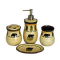 Rustic Bear Forest 4PC Ceramic Countertop Bathroom Set Bath Accent Set