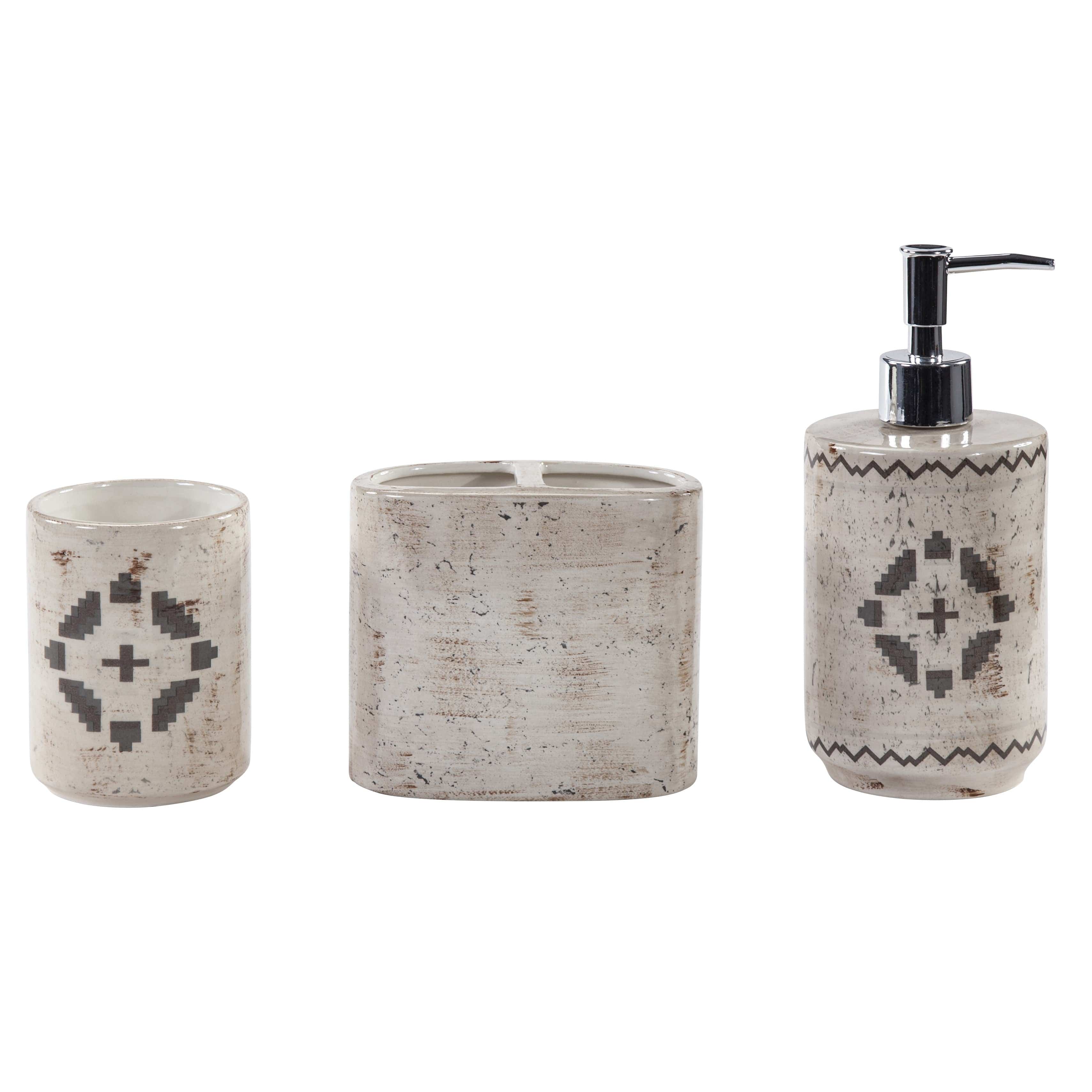 Dakota Ceramic 3PC Countertop Bathroom Set Bath Accent Set