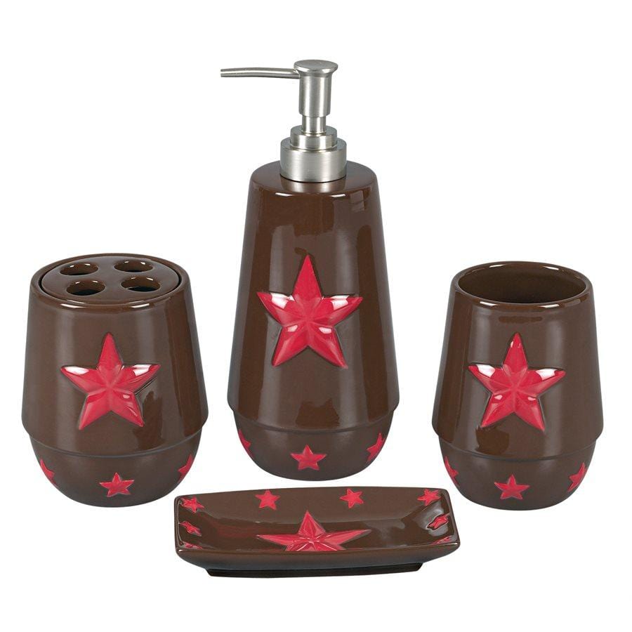 Star Red 4PC Bath Countertop Accesssory Set Bath Accent Set