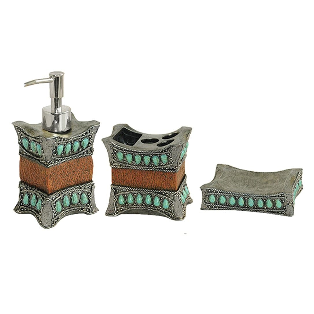 Turquoise 3PC Bath Countertop Accessory Set Bath Accent Set