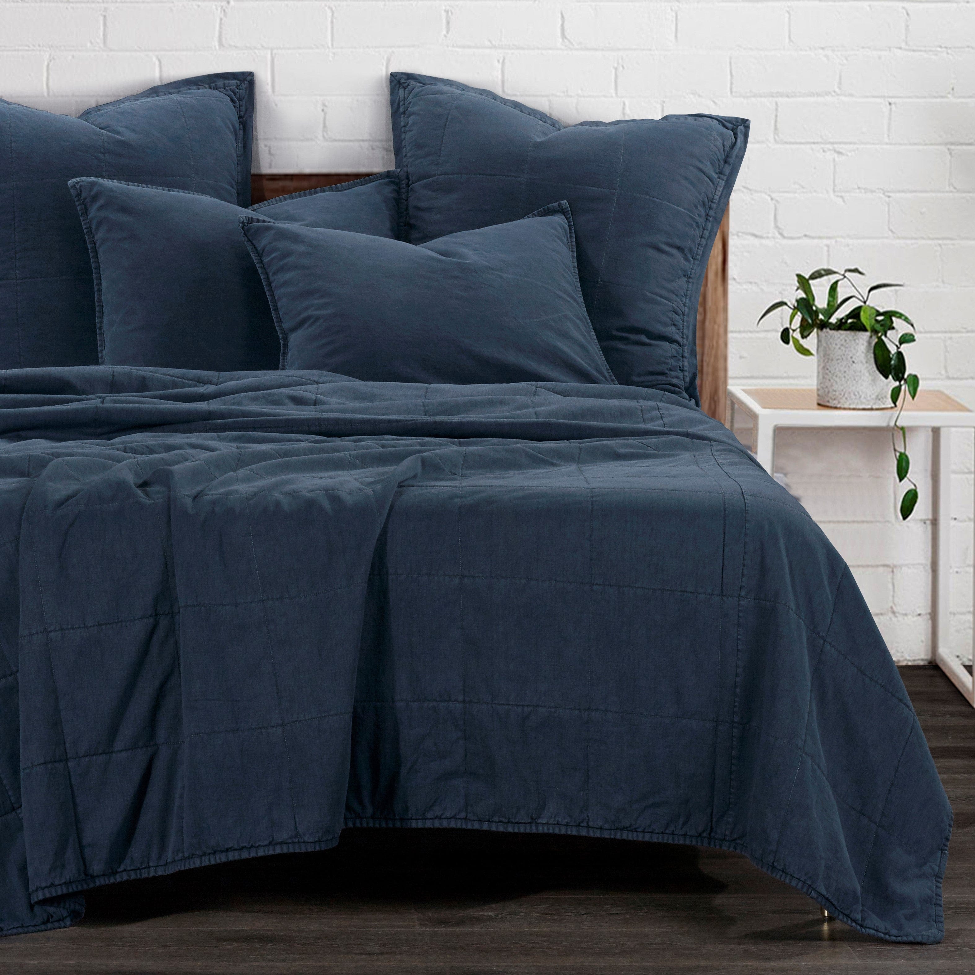 Stonewashed Cotton Canvas Coverlet Set - Denim Coverlet Set