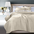 Anna Diamond Quilted Coverlet Set - Light Tan Coverlet Set
