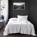 Stonewashed Cotton Waffle Weave Coverlet - White Coverlet
