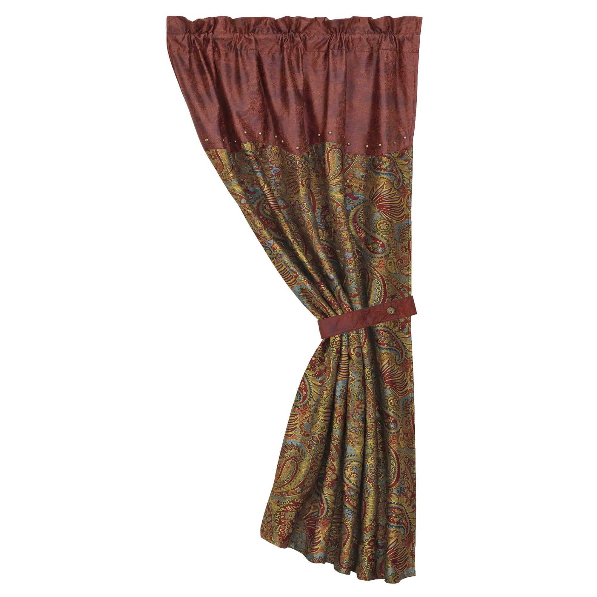 San Angelo Red Curtain with Paisley Curtain