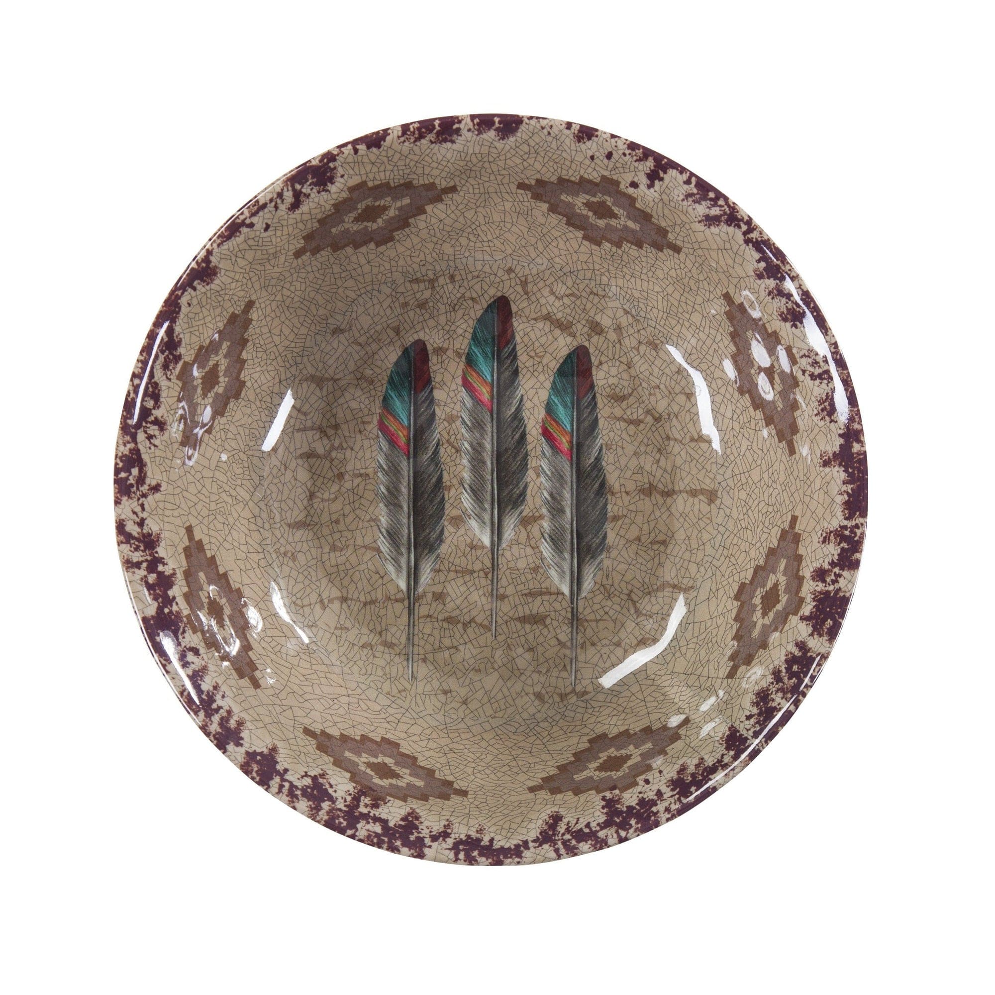 Feather Southwestern Melamine Dinner Bowls, Set of 4 Bowl Set