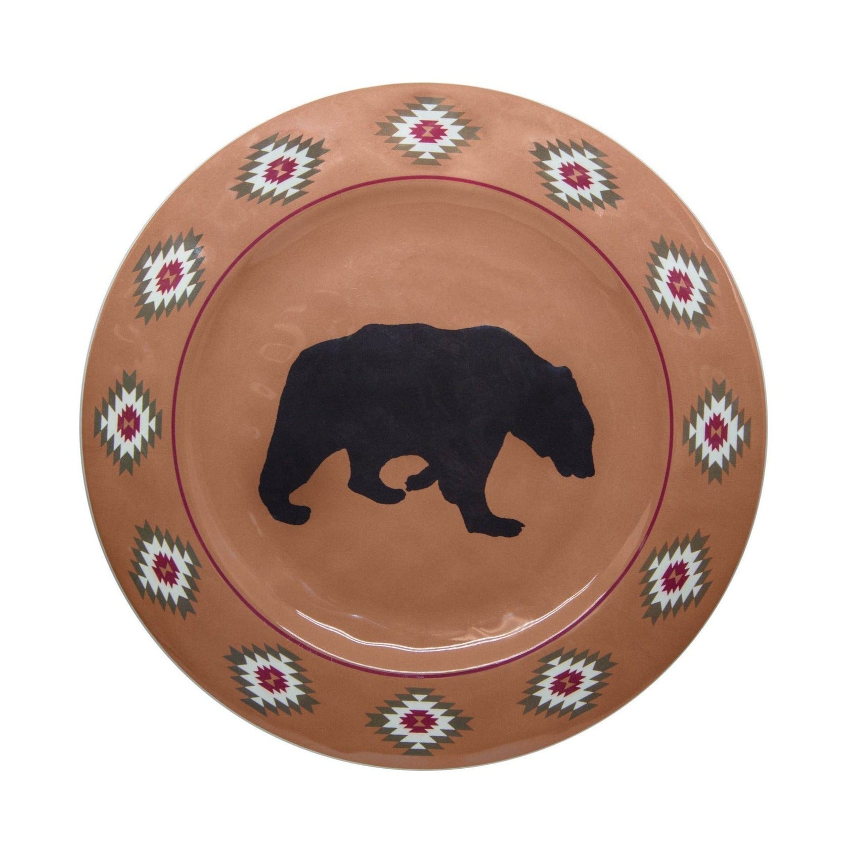 Aztec Bear Melamine Dinner Plates, Set of 4 Plate