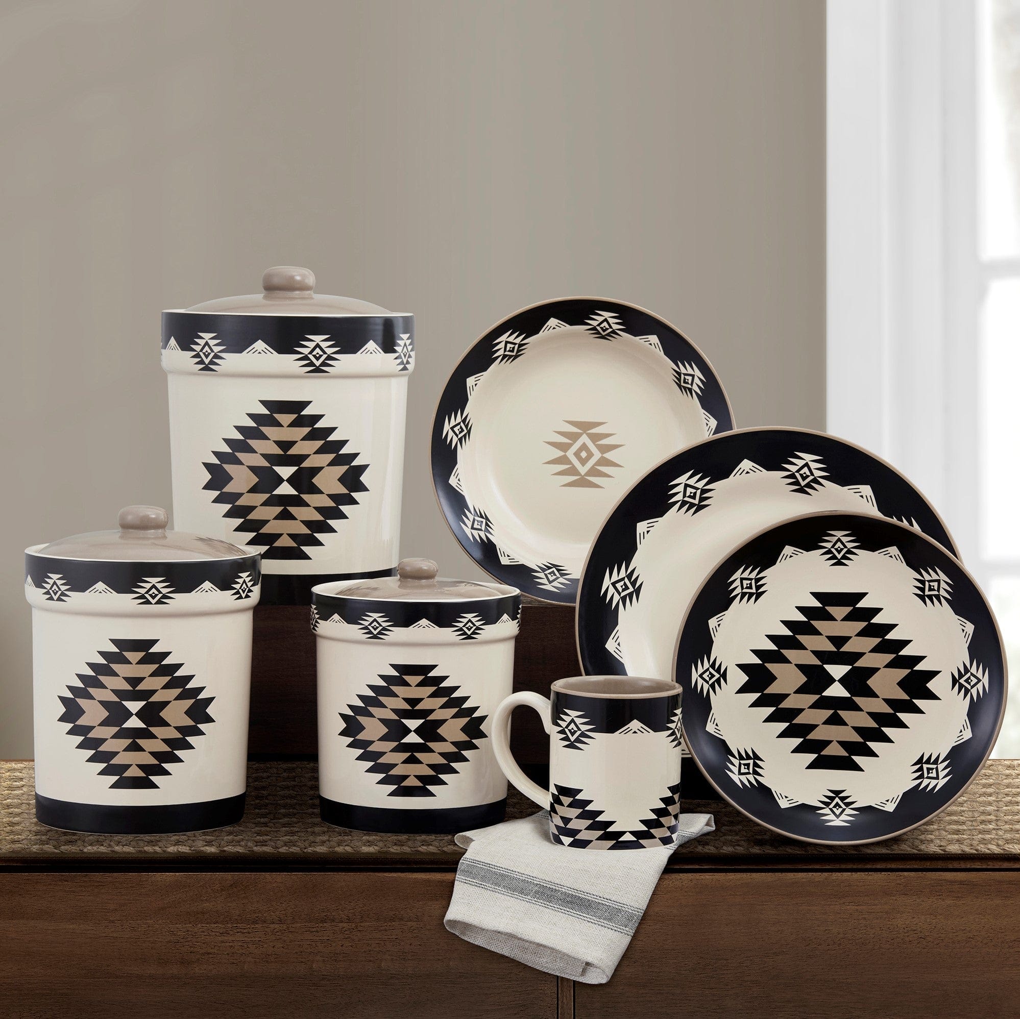 Chalet Aztec 19PC Dinnerware and Canister Set Dinnerware Set