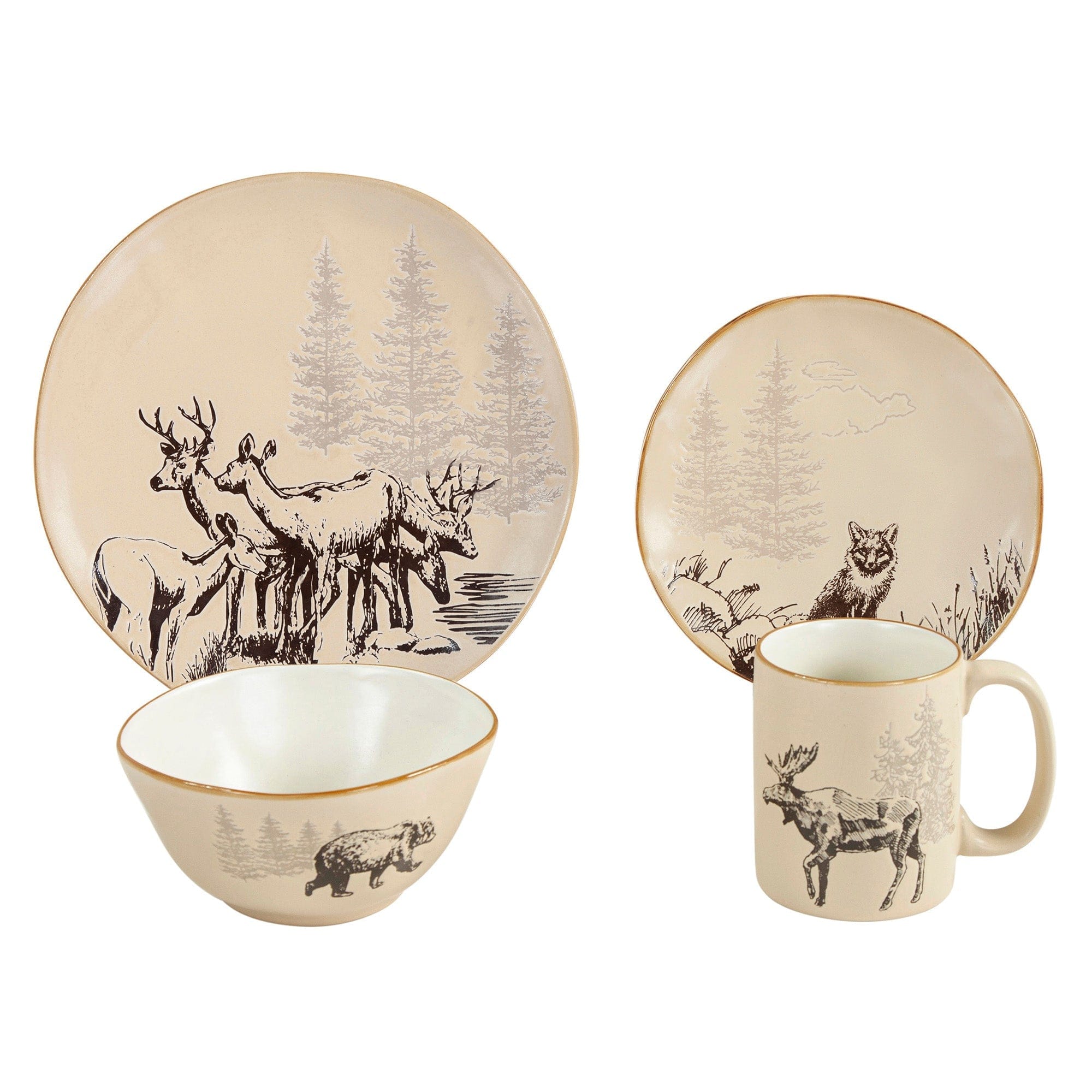 White Pine 16PC Ceramic Dinnerware Set Dinnerware Set