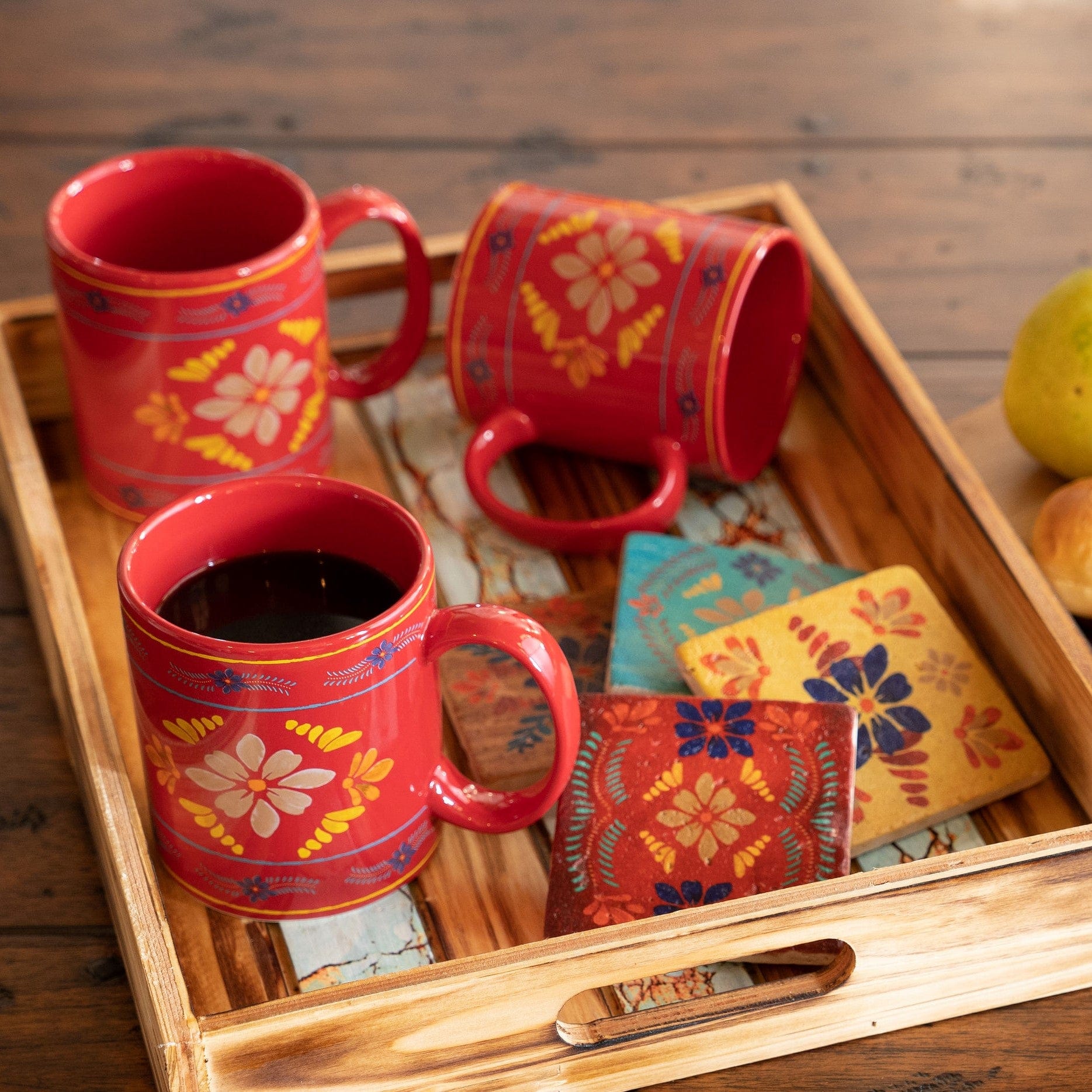 Red Bonita Mug and Coaster 8PC Set Mug and Coaster Set