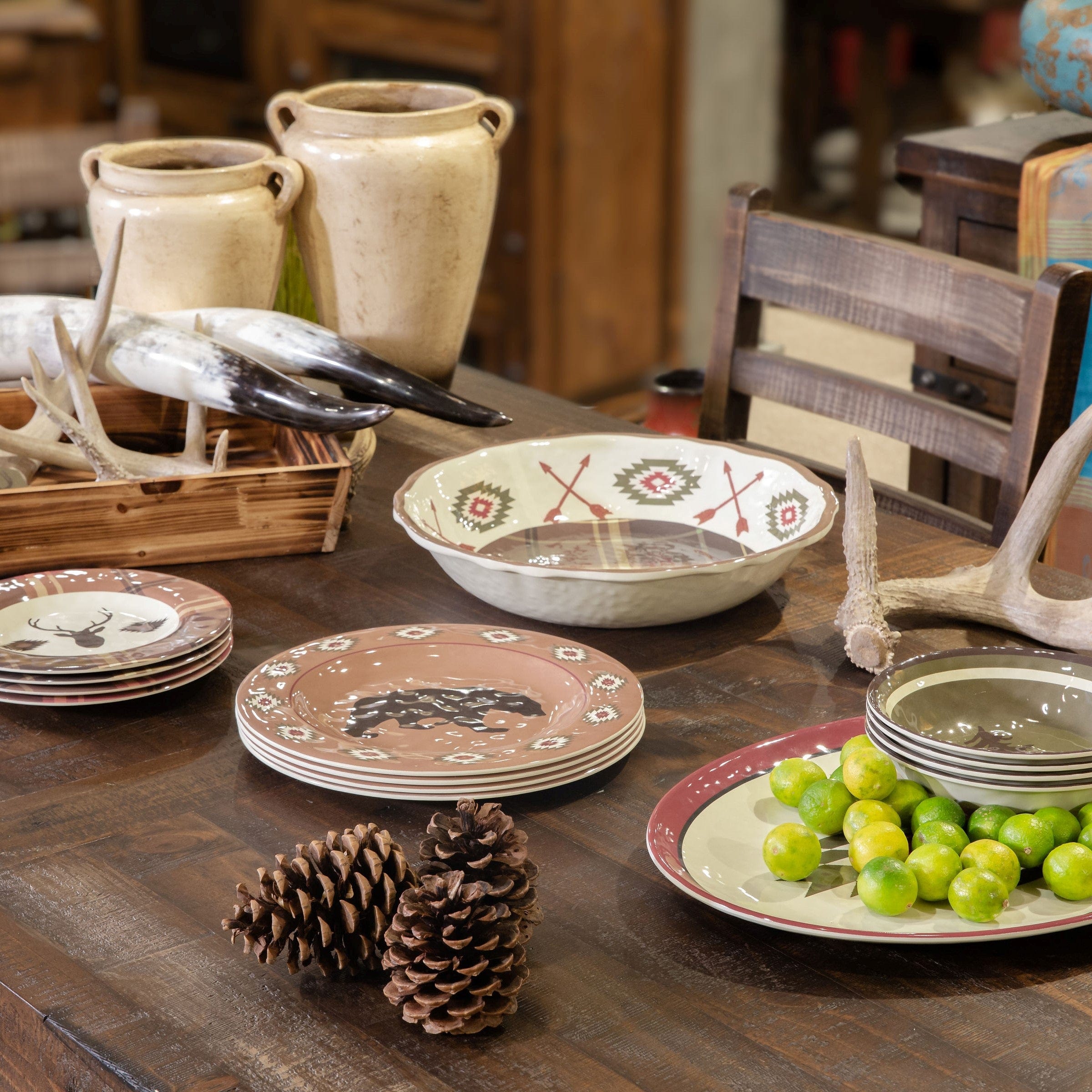 Aztec Bear 14PC Melamine Dinnerware Set Dinnerware Set