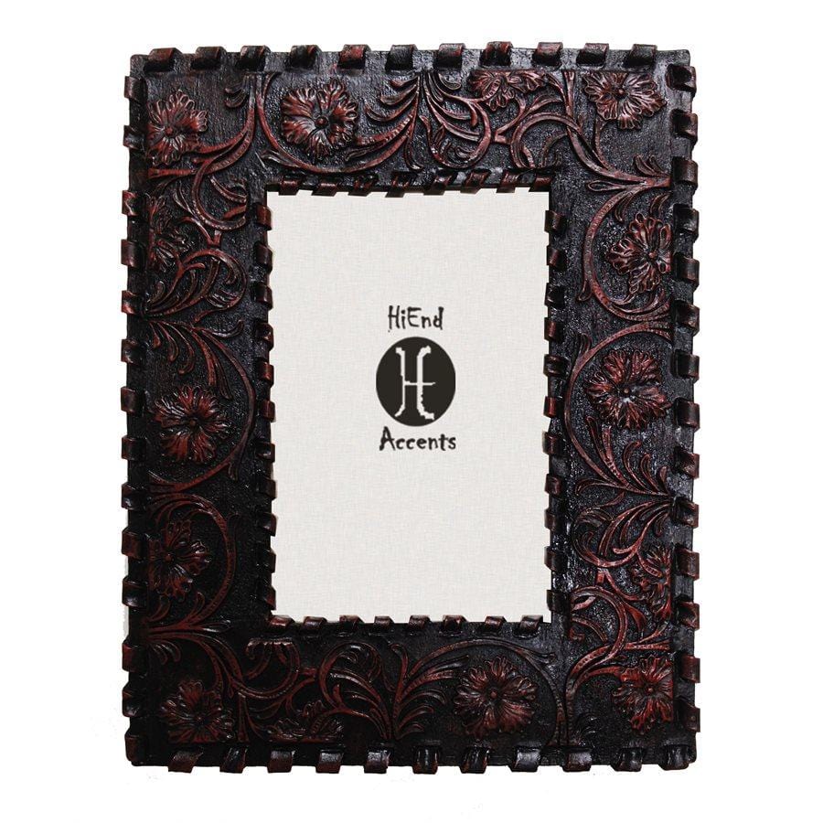 Laced Edge/Tooled Faux Leather Picture Frame Picture Frame