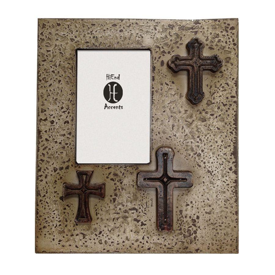 Distressed 3-Crosses Picture Frame, Cream Picture Frame