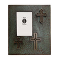 Distressed 3-Crosses Picture Frame, Turquoise Picture Frame