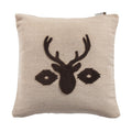 Aztec Deer Bust Embroidered Burlap Throw Pillow Throw