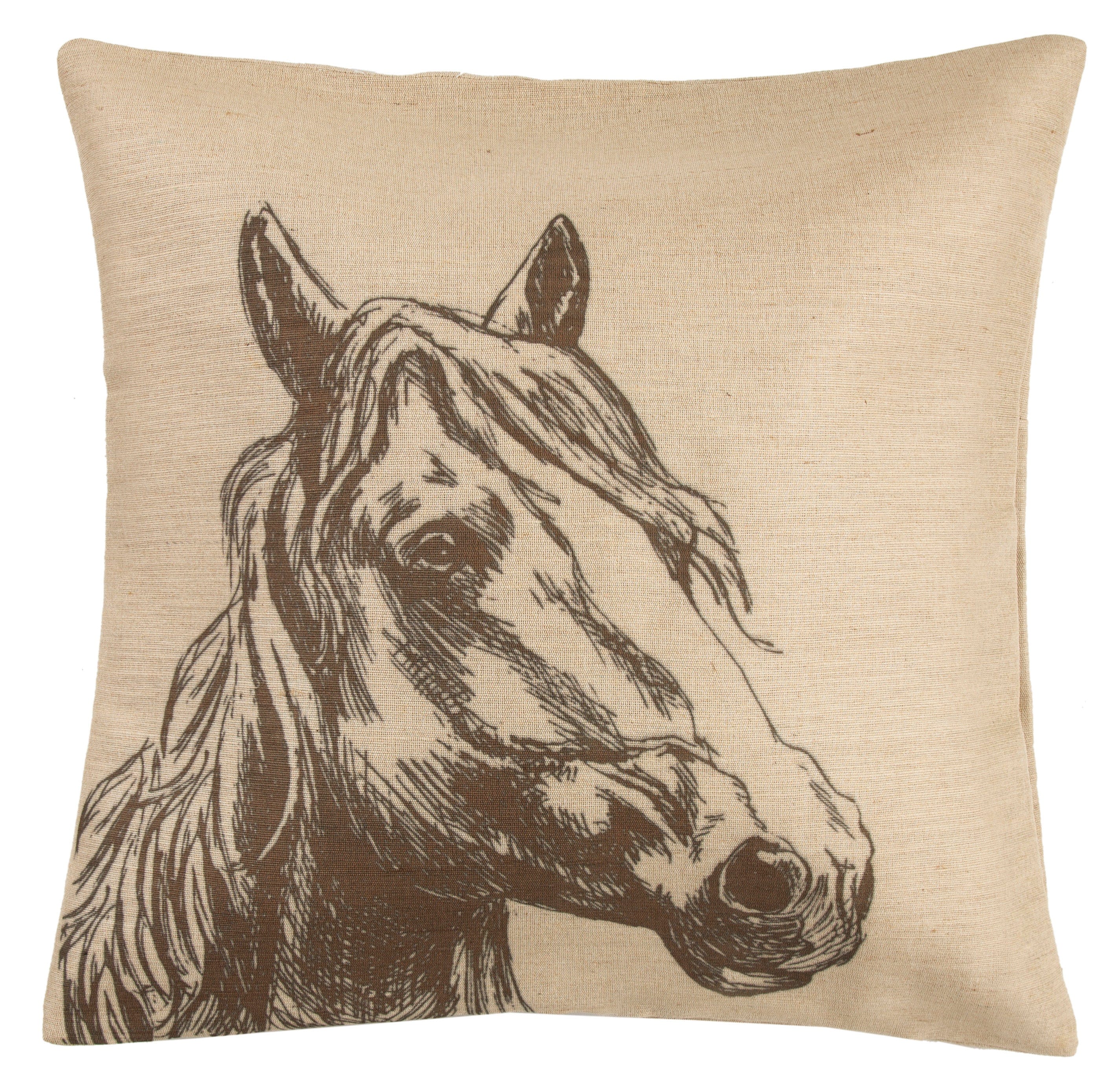Burlap Horse Head Throw Pillow Throw