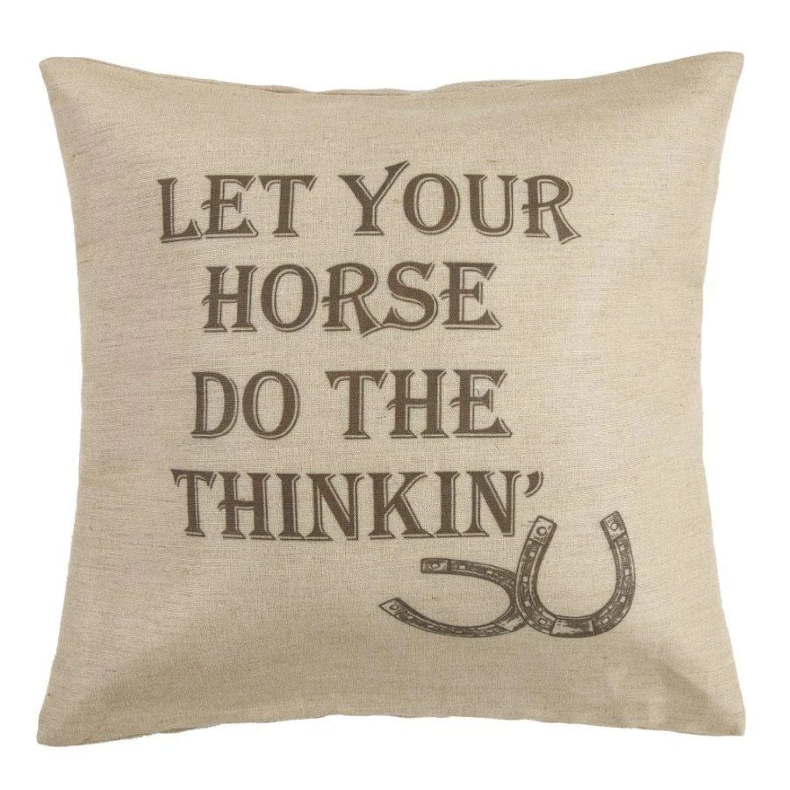 Burlap Horse Phrase Throw Pillow Throw