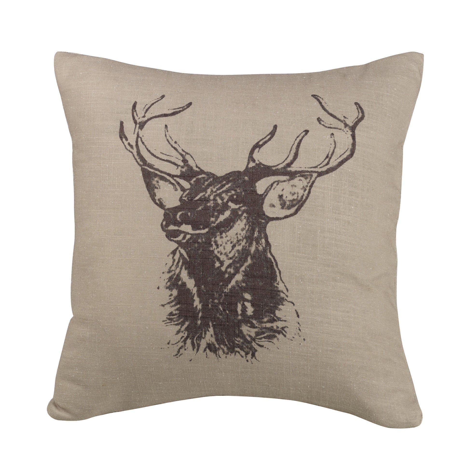 Elk Bust Burlap Throw Pillow Throw