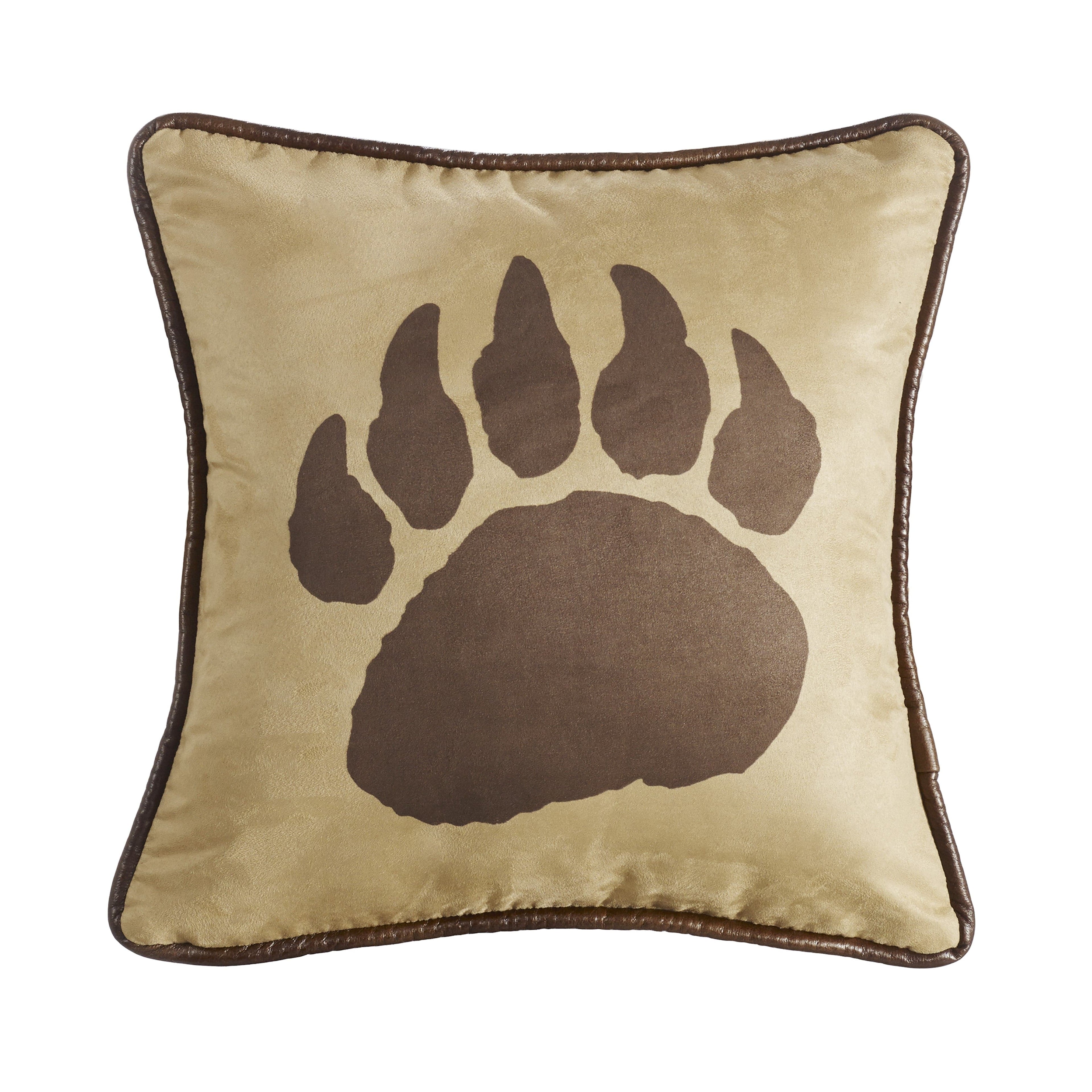 Faux Suede Bear Claw Pillow, Reverse Faux Leather Pillow