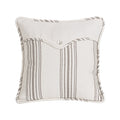 Gramercy Weave Envelope Pillow w/ Stripe & Pearlized Button, 18x18 Pillow