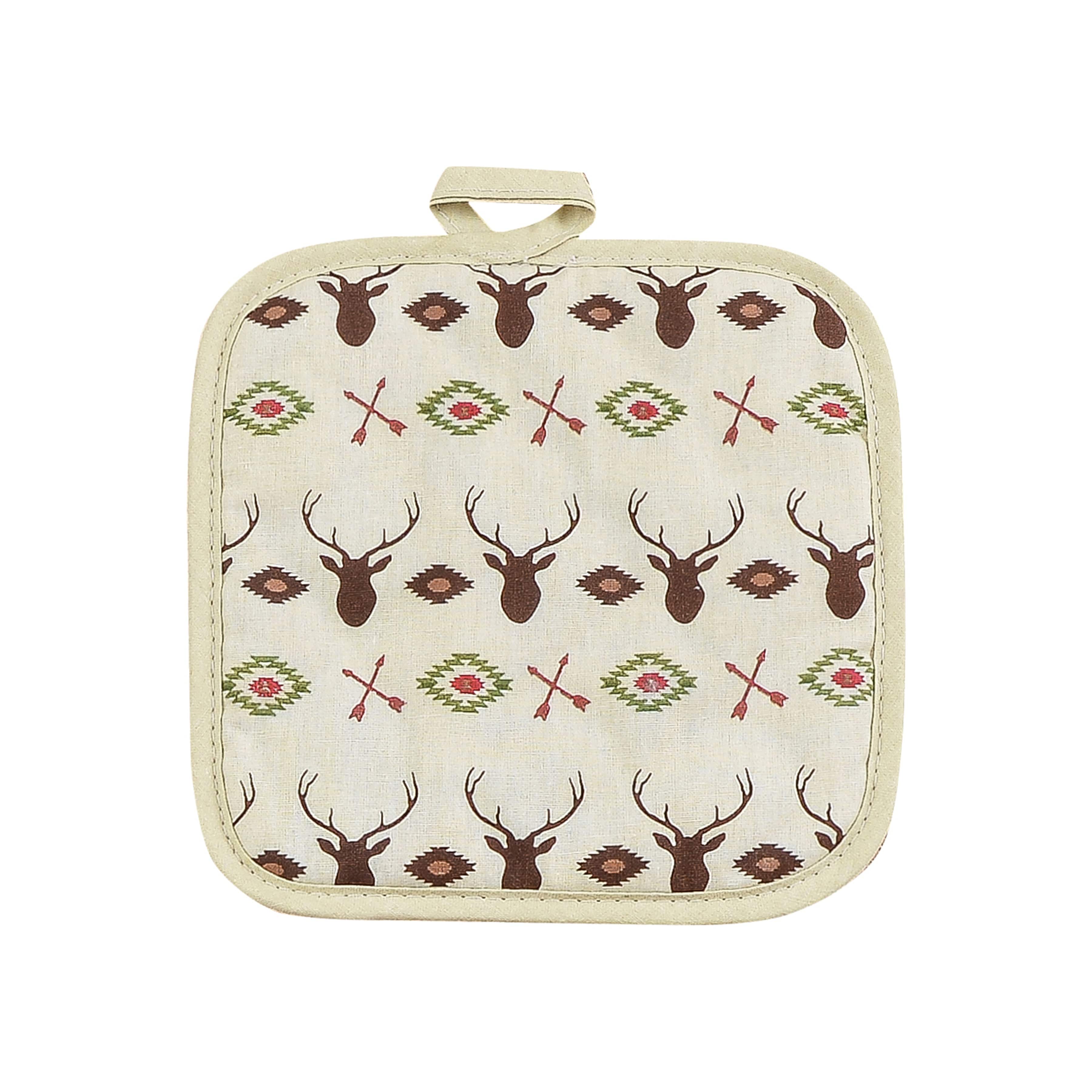 Aztec Multi-Deer Printed Pot Holder, Set of 10 Oven Mitt or Pot Holder