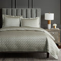 High Shine Satin Quatrefoil Quilt Set - Champagne Quilt Set